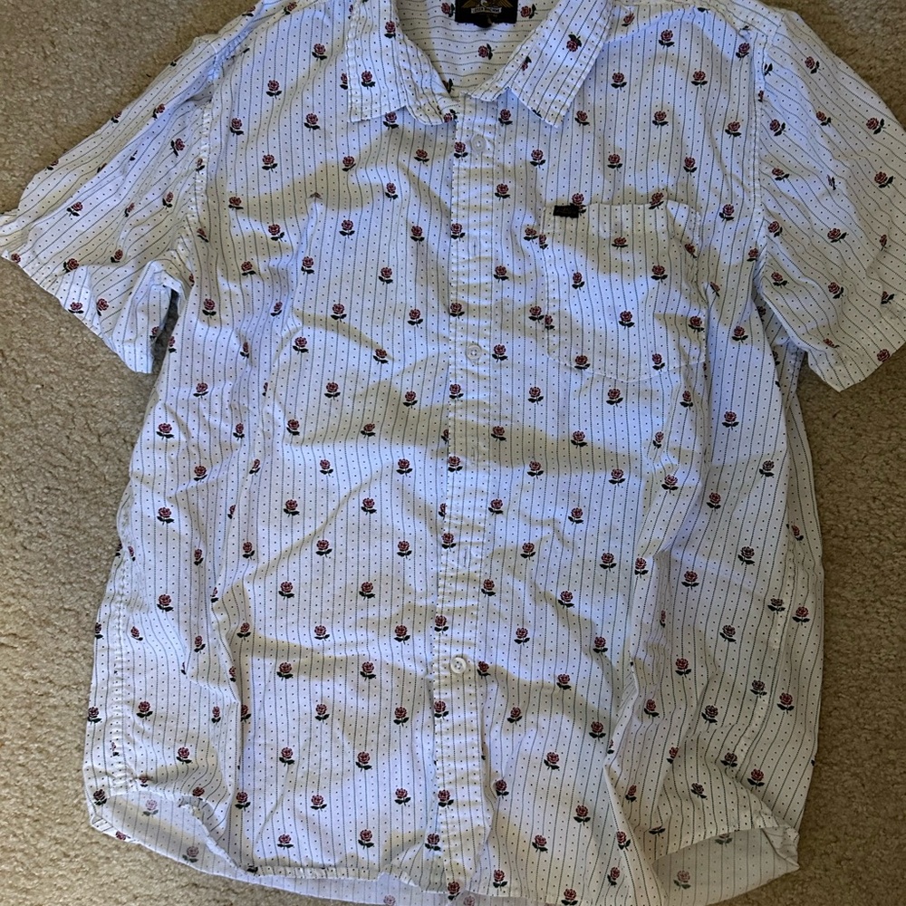 Loser Machine White and Red Floral Men's Shirt